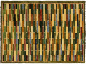 Modern Gabbeh Kaitlyn Green/Blue Wool Rug - 3'10'' x 5'10''